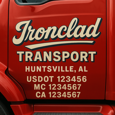 Custom Designed USDOT (DOT) Truck Door Lettering Decal Signs | Graphic Designed USDOT Lettering For Semi-Trucks, Work Trucks & Box Trucks | Add Your Trucking Name, USDOT, MC, CA, KYU, GVW & VIN (2-Pack)