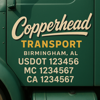 Custom Designed USDOT (DOT) Truck Door Lettering Decal Signs | Graphic Designed USDOT Lettering For Semi-Trucks, Work Trucks & Box Trucks | Add Your Trucking Name, USDOT, MC, CA, KYU, GVW & VIN (2-Pack)