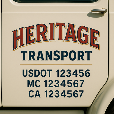 Custom Designed USDOT (DOT) Truck Door Lettering Decal Signs | Graphic Designed USDOT Lettering For Semi-Trucks, Work Trucks & Box Trucks | Add Your Trucking Name, USDOT, MC, CA, KYU, GVW & VIN (2-Pack)