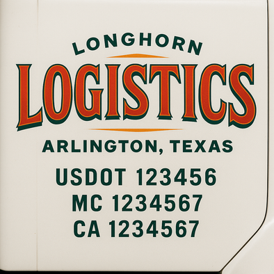 Custom Designed USDOT (DOT) Truck Door Lettering Decal Signs | Graphic Designed USDOT Lettering For Semi-Trucks, Work Trucks & Box Trucks | Add Your Trucking Name, USDOT, MC, CA, KYU, GVW & VIN (2-Pack)