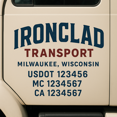 Custom Designed USDOT (DOT) Truck Door Lettering Decal Signs | Graphic Designed USDOT Lettering For Semi-Trucks, Work Trucks & Box Trucks | Add Your Trucking Name, USDOT, MC, CA, KYU, GVW & VIN (2-Pack)