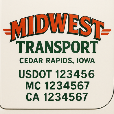 Custom Designed USDOT (DOT) Truck Door Lettering Decal Signs | Graphic Designed USDOT Lettering For Semi-Trucks, Work Trucks & Box Trucks | Add Your Trucking Name, USDOT, MC, CA, KYU, GVW & VIN (2-Pack)