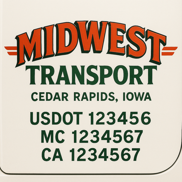 Custom Designed USDOT (DOT) Truck Door Lettering Decal Signs | Graphic Designed USDOT Lettering For Semi-Trucks, Work Trucks & Box Trucks | Add Your Trucking Name, USDOT, MC, CA, KYU, GVW & VIN (2-Pack)