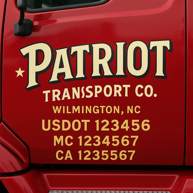 Custom Designed USDOT (DOT) Truck Door Lettering Decal Signs | Graphic Designed USDOT Lettering For Semi-Trucks, Work Trucks & Box Trucks | Add Your Trucking Name, USDOT, MC, CA, KYU, GVW & VIN (2-Pack)