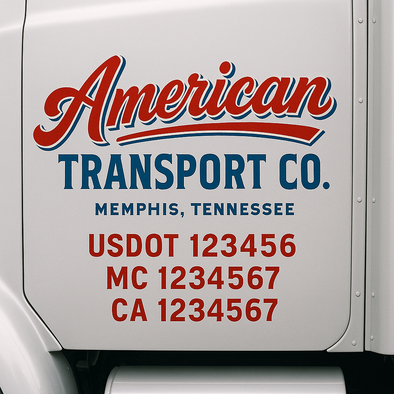 Custom Designed USDOT (DOT) Truck Door Lettering Decal Signs | Graphic Designed USDOT Lettering For Semi-Trucks, Work Trucks & Box Trucks | Add Your Trucking Name, USDOT, MC, CA, KYU, GVW & VIN (2-Pack)