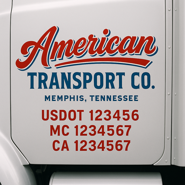 Custom Designed USDOT (DOT) Truck Door Lettering Decal Signs | Graphic Designed USDOT Lettering For Semi-Trucks, Work Trucks & Box Trucks | Add Your Trucking Name, USDOT, MC, CA, KYU, GVW & VIN (2-Pack)