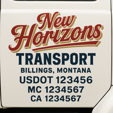 Custom Designed USDOT (DOT) Truck Door Lettering Decal Signs | Graphic Designed USDOT Lettering For Semi-Trucks, Work Trucks & Box Trucks | Add Your Trucking Name, USDOT, MC, CA, KYU, GVW & VIN (2-Pack)