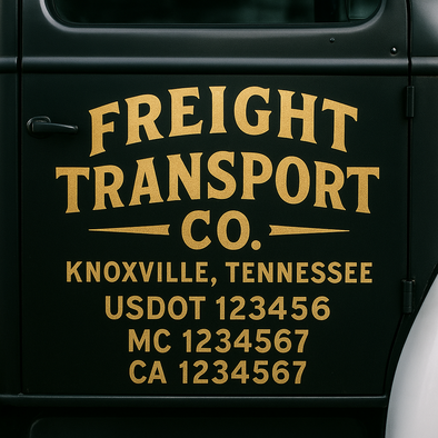 Custom Designed USDOT (DOT) Truck Door Lettering Decal Signs | Graphic Designed USDOT Lettering For Semi-Trucks, Work Trucks & Box Trucks | Add Your Trucking Name, USDOT, MC, CA, KYU, GVW & VIN (2-Pack)