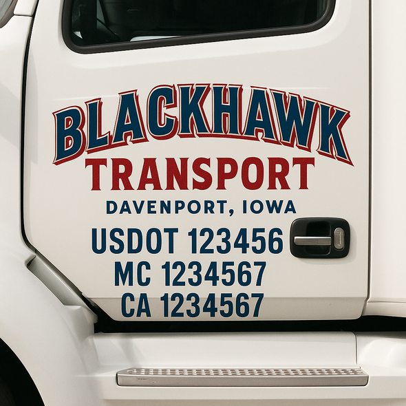 Custom Designed USDOT (DOT) Truck Door Lettering Decal Signs | Graphic Designed USDOT Lettering For Semi-Trucks, Work Trucks & Box Trucks | Add Your Trucking Name, USDOT, MC, CA, KYU, GVW & VIN (2-Pack)