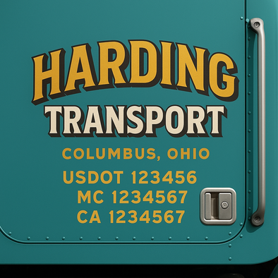 Custom Designed USDOT (DOT) Truck Door Lettering Decal Signs | Graphic Designed USDOT Lettering For Semi-Trucks, Work Trucks & Box Trucks | Add Your Trucking Name, USDOT, MC, CA, KYU, GVW & VIN (2-Pack)