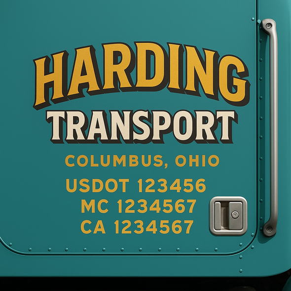 Custom Designed USDOT (DOT) Truck Door Lettering Decal Signs | Graphic Designed USDOT Lettering For Semi-Trucks, Work Trucks & Box Trucks | Add Your Trucking Name, USDOT, MC, CA, KYU, GVW & VIN (2-Pack)