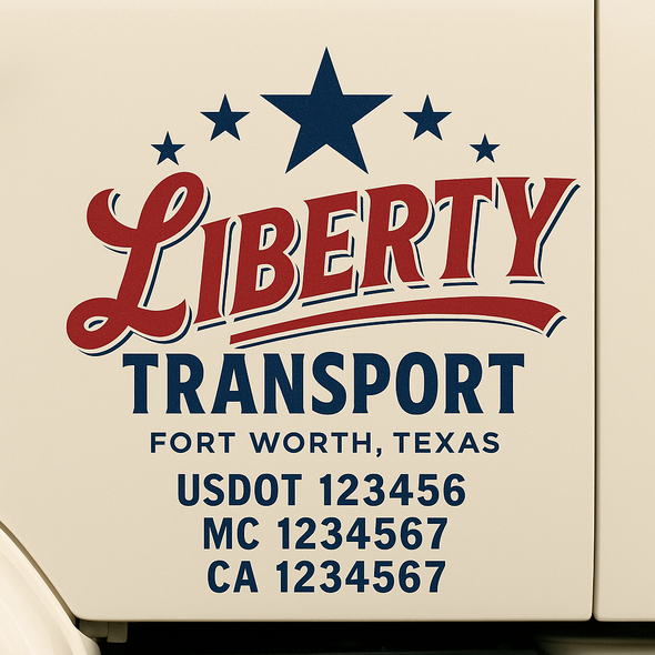 Custom Designed USDOT (DOT) Truck Door Lettering Decal Signs | Graphic Designed USDOT Lettering For Semi-Trucks, Work Trucks & Box Trucks | Add Your Trucking Name, USDOT, MC, CA, KYU, GVW & VIN (2-Pack)