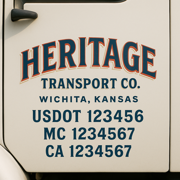 Custom Designed USDOT (DOT) Truck Door Lettering Decal Signs | Graphic Designed USDOT Lettering For Semi-Trucks, Work Trucks & Box Trucks | Add Your Trucking Name, USDOT, MC, CA, KYU, GVW & VIN (2-Pack)