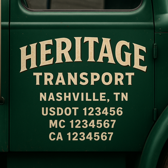 Custom Designed USDOT (DOT) Truck Door Lettering Decal Signs | Graphic Designed USDOT Lettering For Semi-Trucks, Work Trucks & Box Trucks | Add Your Trucking Name, USDOT, MC, CA, KYU, GVW & VIN (2-Pack)