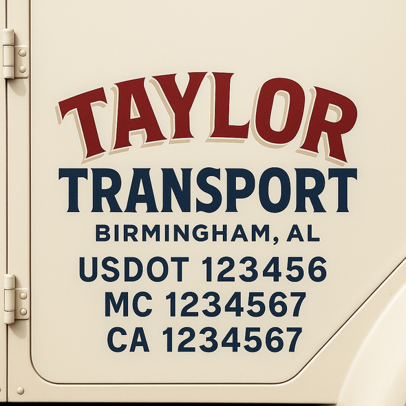Custom Designed USDOT (DOT) Truck Door Lettering Decal Signs | Graphic Designed USDOT Lettering For Semi-Trucks, Work Trucks & Box Trucks | Add Your Trucking Name, USDOT, MC, CA, KYU, GVW & VIN (2-Pack)