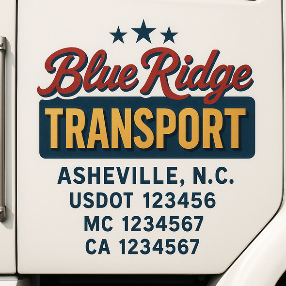Custom Designed USDOT (DOT) Truck Door Lettering Decal Signs | Graphic Designed USDOT Lettering For Semi-Trucks, Work Trucks & Box Trucks | Add Your Trucking Name, USDOT, MC, CA, KYU, GVW & VIN (2-Pack)