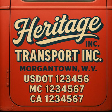 Custom Designed USDOT (DOT) Truck Door Lettering Decal Signs | Graphic Designed USDOT Lettering For Semi-Trucks, Work Trucks & Box Trucks | Add Your Trucking Name, USDOT, MC, CA, KYU, GVW & VIN (2-Pack)