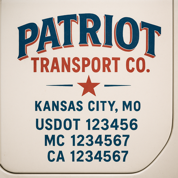 Custom Designed USDOT (DOT) Truck Door Lettering Decal Signs | Graphic Designed USDOT Lettering For Semi-Trucks, Work Trucks & Box Trucks | Add Your Trucking Name, USDOT, MC, CA, KYU, GVW & VIN (2-Pack)