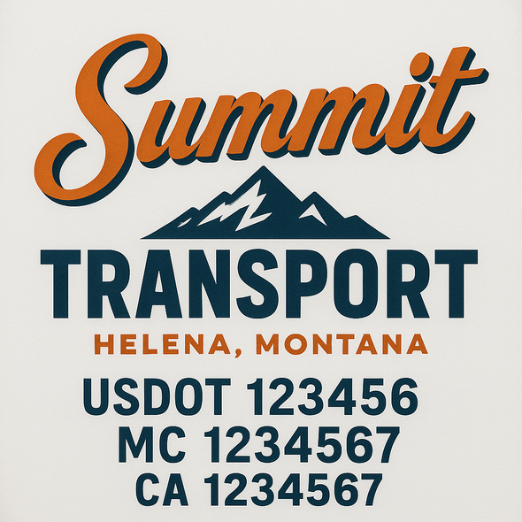 Custom Designed USDOT (DOT) Truck Door Lettering Decal Signs | Graphic Designed USDOT Lettering For Semi-Trucks, Work Trucks & Box Trucks | Add Your Trucking Name, USDOT, MC, CA, KYU, GVW & VIN (2-Pack)