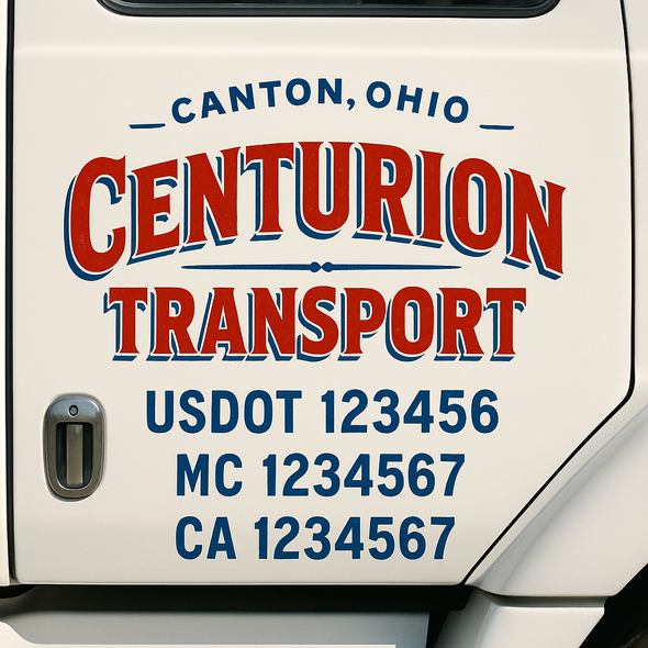Custom Designed USDOT (DOT) Truck Door Lettering Decal Signs | Graphic Designed USDOT Lettering For Semi-Trucks, Work Trucks & Box Trucks | Add Your Trucking Name, USDOT, MC, CA, KYU, GVW & VIN (2-Pack)