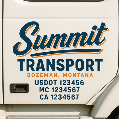 Custom Designed USDOT (DOT) Truck Door Lettering Decal Signs | Graphic Designed USDOT Lettering For Semi-Trucks, Work Trucks & Box Trucks | Add Your Trucking Name, USDOT, MC, CA, KYU, GVW & VIN (2-Pack)
