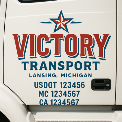 Custom Designed USDOT (DOT) Truck Door Lettering Decal Signs | Graphic Designed USDOT Lettering For Semi-Trucks, Work Trucks & Box Trucks | Add Your Trucking Name, USDOT, MC, CA, KYU, GVW & VIN (2-Pack)