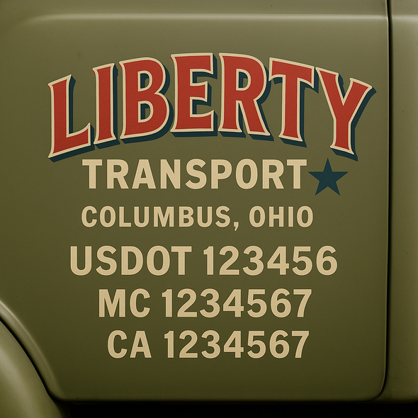 Custom Designed USDOT (DOT) Truck Door Lettering Decal Signs | Graphic Designed USDOT Lettering For Semi-Trucks, Work Trucks & Box Trucks | Add Your Trucking Name, USDOT, MC, CA, KYU, GVW & VIN (2-Pack)