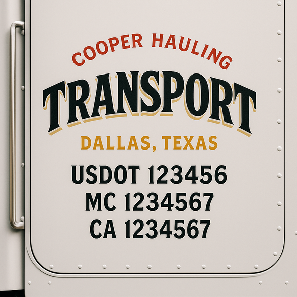 Custom Designed USDOT (DOT) Truck Door Lettering Decal Signs | Graphic Designed USDOT Lettering For Semi-Trucks, Work Trucks & Box Trucks | Add Your Trucking Name, USDOT, MC, CA, KYU, GVW & VIN (2-Pack)
