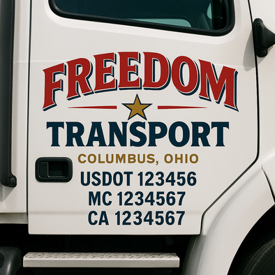 Custom Designed USDOT (DOT) Truck Door Lettering Decal Signs | Graphic Designed USDOT Lettering For Semi-Trucks, Work Trucks & Box Trucks | Add Your Trucking Name, USDOT, MC, CA, KYU, GVW & VIN (2-Pack)