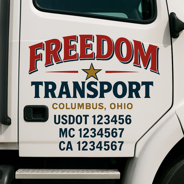 Custom Designed USDOT (DOT) Truck Door Lettering Decal Signs | Graphic Designed USDOT Lettering For Semi-Trucks, Work Trucks & Box Trucks | Add Your Trucking Name, USDOT, MC, CA, KYU, GVW & VIN (2-Pack)