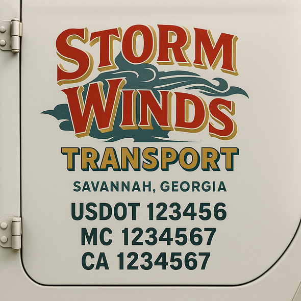Custom Designed USDOT (DOT) Truck Door Lettering Decal Signs | Graphic Designed USDOT Lettering For Semi-Trucks, Work Trucks & Box Trucks | Add Your Trucking Name, USDOT, MC, CA, KYU, GVW & VIN (2-Pack)
