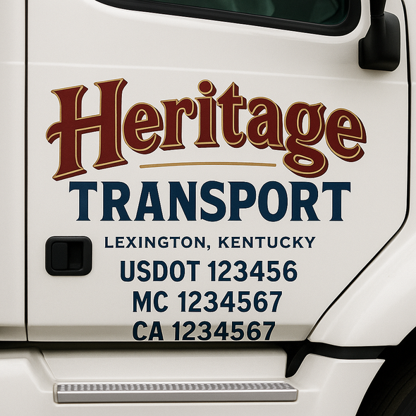 Custom Designed USDOT (DOT) Truck Door Lettering Decal Signs | Graphic Designed USDOT Lettering For Semi-Trucks, Work Trucks & Box Trucks | Add Your Trucking Name, USDOT, MC, CA, KYU, GVW & VIN (2-Pack)