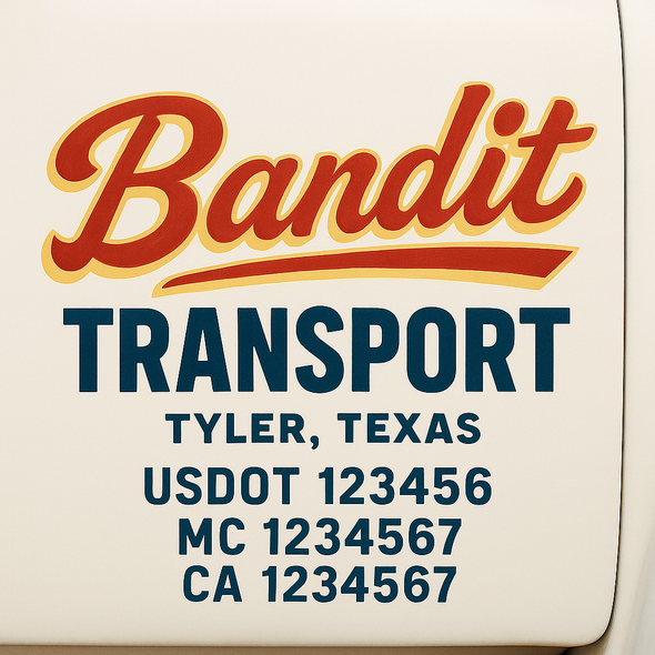 Custom Designed USDOT (DOT) Truck Door Lettering Decal Signs | Graphic Designed USDOT Lettering For Semi-Trucks, Work Trucks & Box Trucks | Add Your Trucking Name, USDOT, MC, CA, KYU, GVW & VIN (2-Pack)
