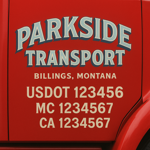 Custom Designed USDOT (DOT) Truck Door Lettering Decal Signs | Graphic Designed USDOT Lettering For Semi-Trucks, Work Trucks & Box Trucks | Add Your Trucking Name, USDOT, MC, CA, KYU, GVW & VIN (2-Pack)