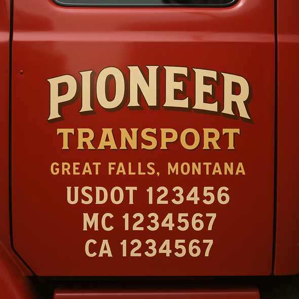 Custom Designed USDOT (DOT) Truck Door Lettering Decal Signs | Graphic Designed USDOT Lettering For Semi-Trucks, Work Trucks & Box Trucks | Add Your Trucking Name, USDOT, MC, CA, KYU, GVW & VIN (2-Pack)