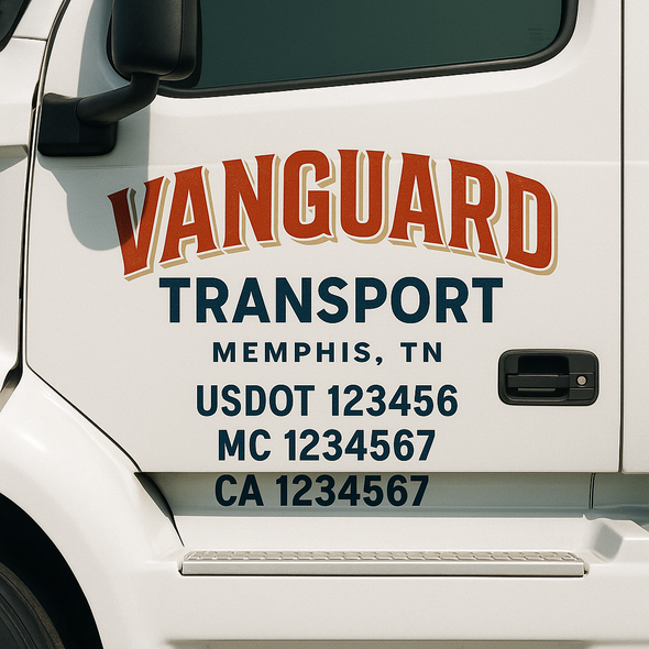 Custom Designed USDOT (DOT) Truck Door Lettering Decal Signs | Graphic Designed USDOT Lettering For Semi-Trucks, Work Trucks & Box Trucks | Add Your Trucking Name, USDOT, MC, CA, KYU, GVW & VIN (2-Pack)