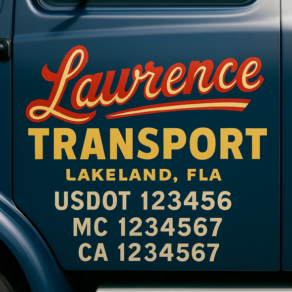 Custom Designed USDOT (DOT) Truck Door Lettering Decal Signs | Graphic Designed USDOT Lettering For Semi-Trucks, Work Trucks & Box Trucks | Add Your Trucking Name, USDOT, MC, CA, KYU, GVW & VIN (2-Pack)