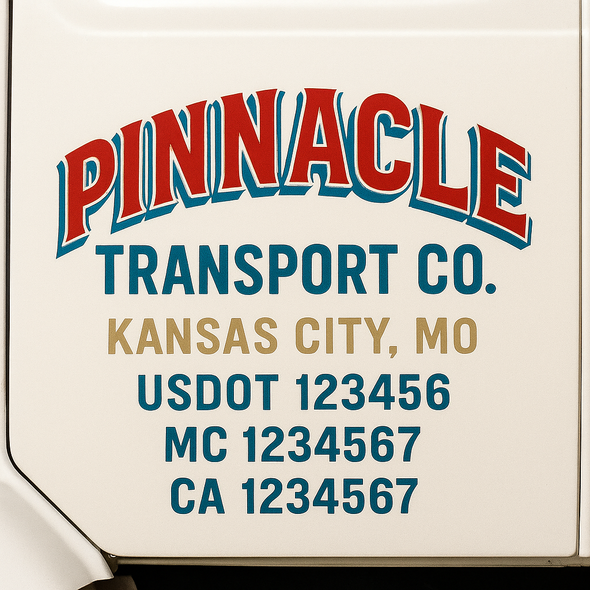 Custom Designed USDOT (DOT) Truck Door Lettering Decal Signs | Graphic Designed USDOT Lettering For Semi-Trucks, Work Trucks & Box Trucks | Add Your Trucking Name, USDOT, MC, CA, KYU, GVW & VIN (2-Pack)