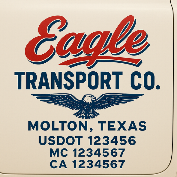 Custom Designed USDOT (DOT) Truck Door Lettering Decal Signs | Graphic Designed USDOT Lettering For Semi-Trucks, Work Trucks & Box Trucks | Add Your Trucking Name, USDOT, MC, CA, KYU, GVW & VIN (2-Pack)
