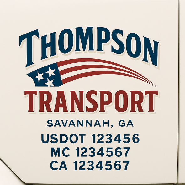 Custom Designed USDOT (DOT) Truck Door Lettering Decal Signs | Graphic Designed USDOT Lettering For Semi-Trucks, Work Trucks & Box Trucks | Add Your Trucking Name, USDOT, MC, CA, KYU, GVW & VIN (2-Pack)