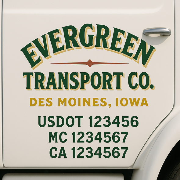 Custom Designed USDOT (DOT) Truck Door Lettering Decal Signs | Graphic Designed USDOT Lettering For Semi-Trucks, Work Trucks & Box Trucks | Add Your Trucking Name, USDOT, MC, CA, KYU, GVW & VIN (2-Pack)