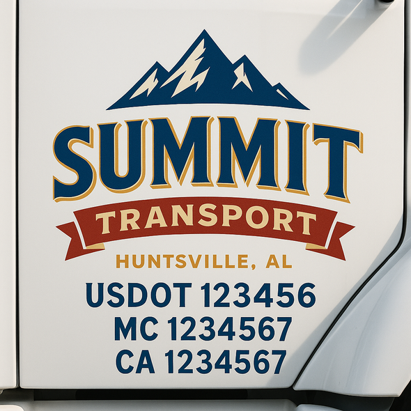 Custom Designed USDOT (DOT) Truck Door Lettering Decal Signs | Graphic Designed USDOT Lettering For Semi-Trucks, Work Trucks & Box Trucks | Add Your Trucking Name, USDOT, MC, CA, KYU, GVW & VIN (2-Pack)