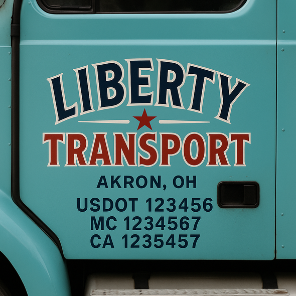 Custom Designed USDOT (DOT) Truck Door Lettering Decal Signs | Graphic Designed USDOT Lettering For Semi-Trucks, Work Trucks & Box Trucks | Add Your Trucking Name, USDOT, MC, CA, KYU, GVW & VIN (2-Pack)