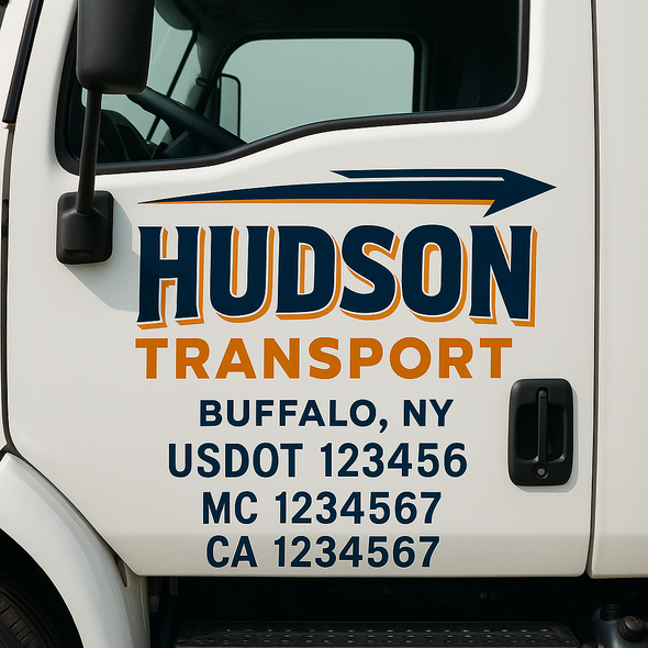 Custom Designed USDOT (DOT) Truck Door Lettering Decal Signs | Graphic Designed USDOT Lettering For Semi-Trucks, Work Trucks & Box Trucks | Add Your Trucking Name, USDOT, MC, CA, KYU, GVW & VIN (2-Pack)