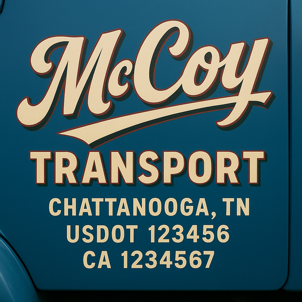 Custom Designed USDOT (DOT) Truck Door Lettering Decal Signs | Graphic Designed USDOT Lettering For Semi-Trucks, Work Trucks & Box Trucks | Add Your Trucking Name, USDOT, MC, CA, KYU, GVW & VIN (2-Pack)
