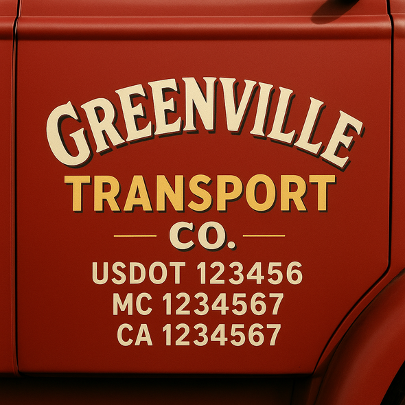 Custom Designed USDOT (DOT) Truck Door Lettering Decal Signs | Graphic Designed USDOT Lettering For Semi-Trucks, Work Trucks & Box Trucks | Add Your Trucking Name, USDOT, MC, CA, KYU, GVW & VIN (2-Pack)