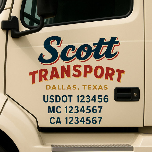Custom Designed USDOT (DOT) Truck Door Lettering Decal Signs | Graphic Designed USDOT Lettering For Semi-Trucks, Work Trucks & Box Trucks | Add Your Trucking Name, USDOT, MC, CA, KYU, GVW & VIN (2-Pack)