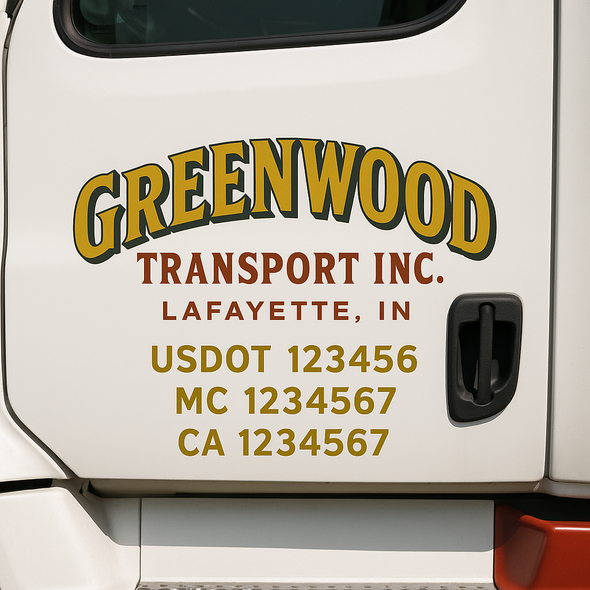 Custom Designed USDOT (DOT) Truck Door Lettering Decal Signs | Graphic Designed USDOT Lettering For Semi-Trucks, Work Trucks & Box Trucks | Add Your Trucking Name, USDOT, MC, CA, KYU, GVW & VIN (2-Pack)