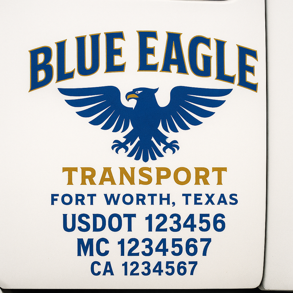Custom Designed USDOT (DOT) Truck Door Lettering Decal Signs | Graphic Designed USDOT Lettering For Semi-Trucks, Work Trucks & Box Trucks | Add Your Trucking Name, USDOT, MC, CA, KYU, GVW & VIN (2-Pack)
