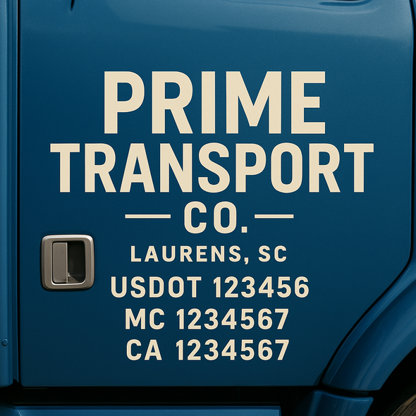 Custom Designed USDOT (DOT) Truck Door Lettering Decal Signs | Graphic Designed USDOT Lettering For Semi-Trucks, Work Trucks & Box Trucks | Add Your Trucking Name, USDOT, MC, CA, KYU, GVW & VIN (2-Pack)